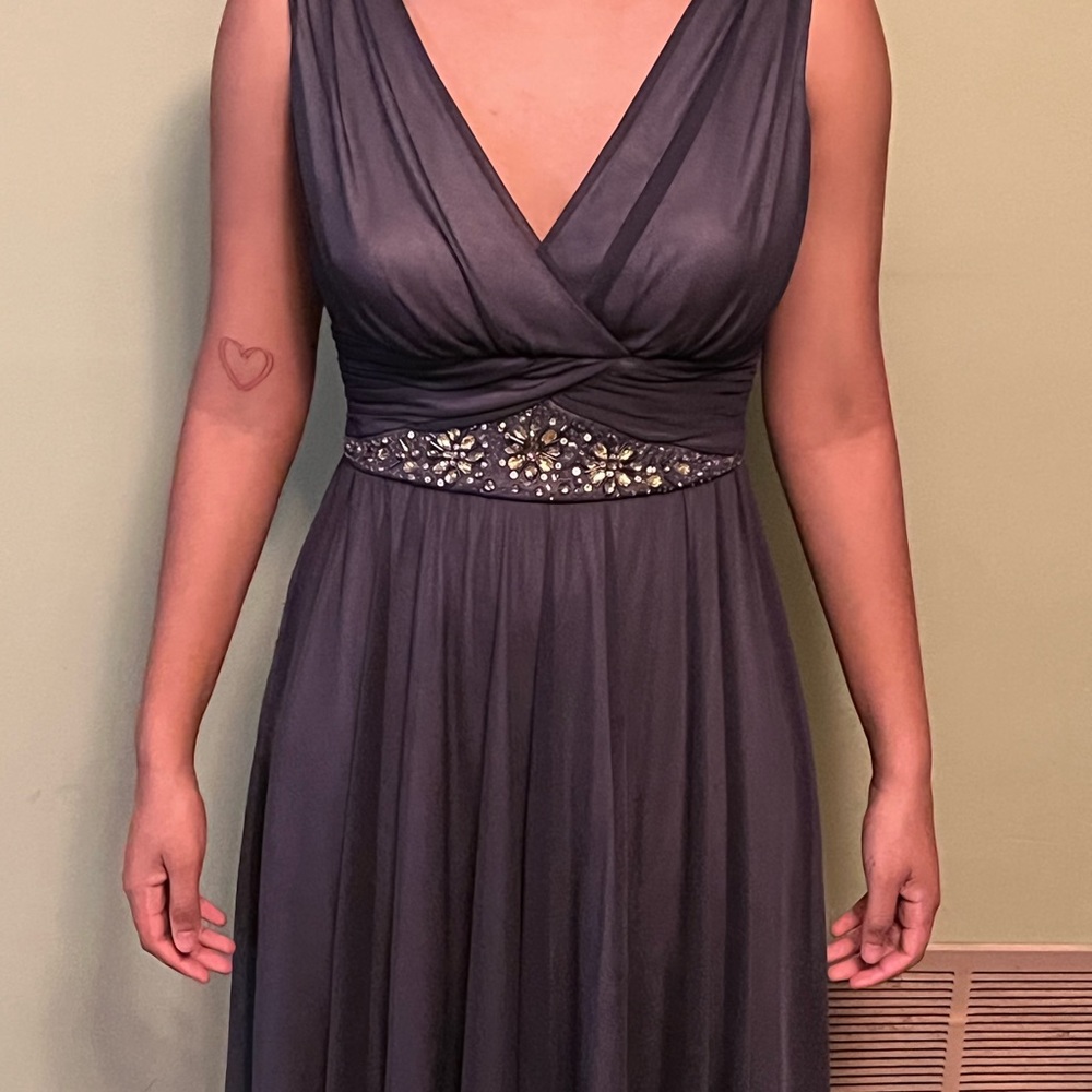 gray formal evening dress